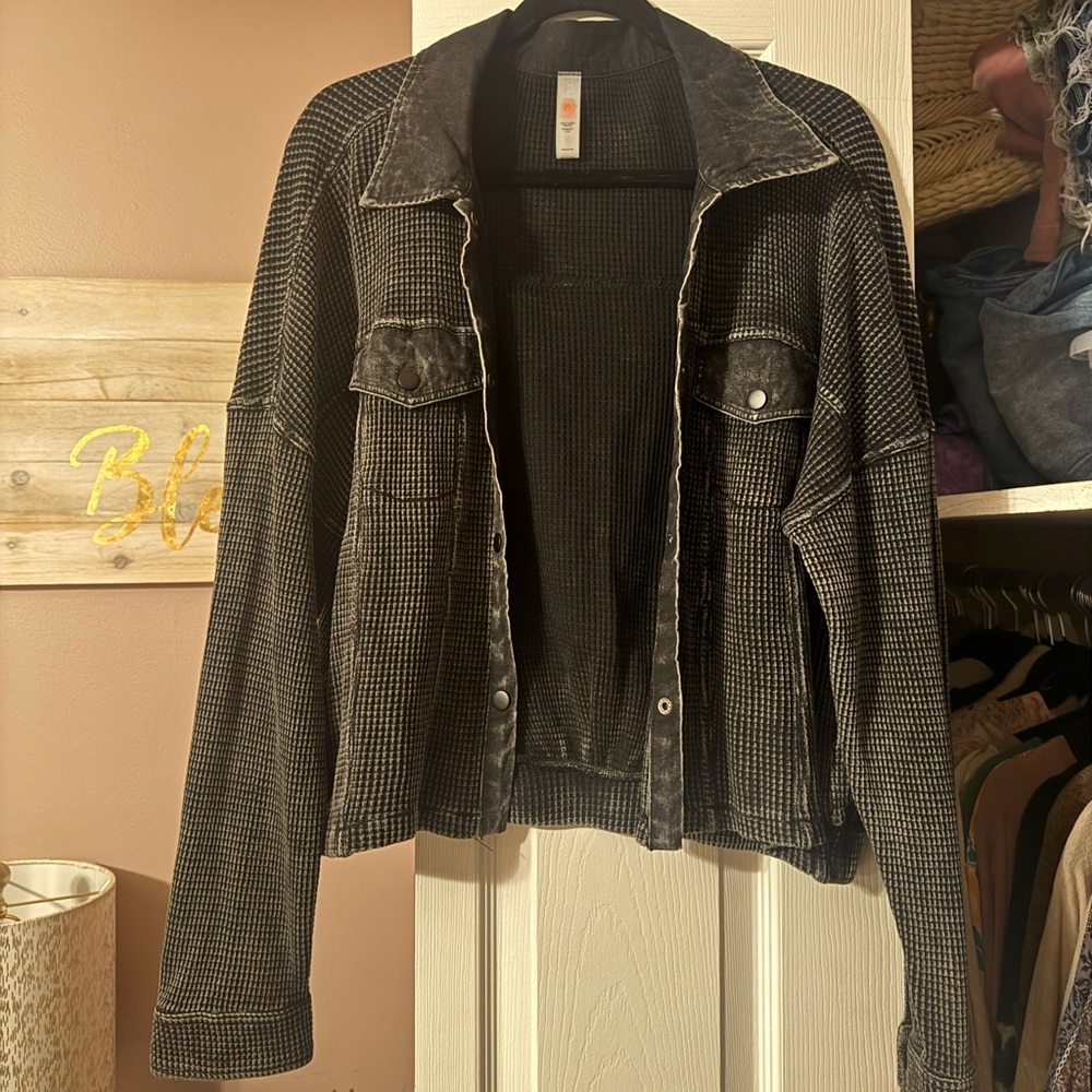Mono B Dark Gray Waffle knit Jacket